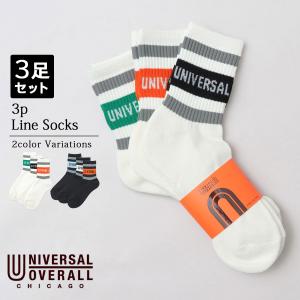 UNIVERSALOVERALL ユニバーサルオーバーオール 靴下 くつ下 socks ソックス クルーソックス 3足セット 3パック 3組セット｜a-m-s