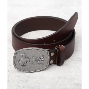 Lee リー 本革 レザーベルト メンズ 跳ね馬 ウエスタン 大きめバックル トップ式 40mm 太幅 ヴィンテージ風 アメカジ フリーカット