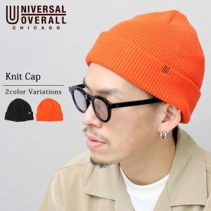 UNIVERSAL OVERALL ユニバーサルオーバーオール ニット帽 オレンジ ブラック メンズ｜a-m-s