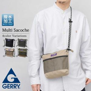 GERRY ジェリー サコッシュ メンズ レディース 撥水 ショルダーバッグ ミニショルダー 軽量 コンパクト メッシュポケット 多収納 斜めがけ アウトドア