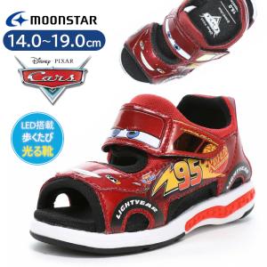 MOONSTAR ムーンスター ディズニー Disney DN C1375LE LEDライト 光る靴 キッズ 子供用サンダル 2E カーズ つま先 なし 軽量 通気性 夏 送料無料 プール 男の子