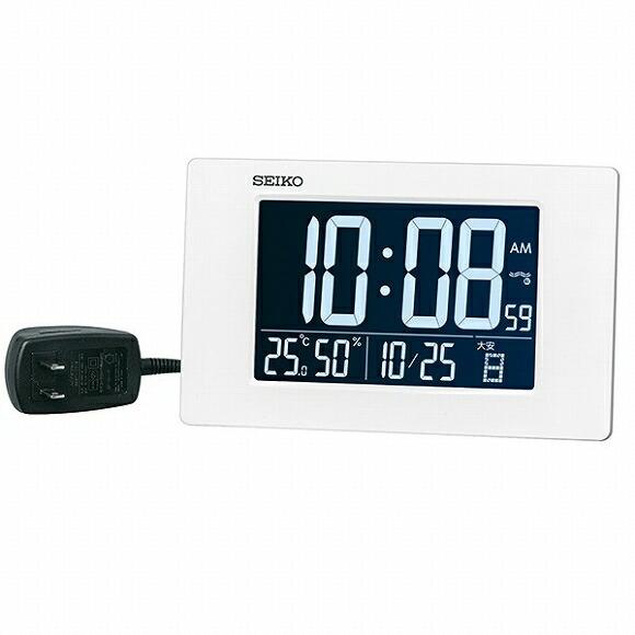 セイコー SEIKO 目覚まし時計 電波時計 デジタル コンセント式 カレンダー 温湿度計 DL21...
