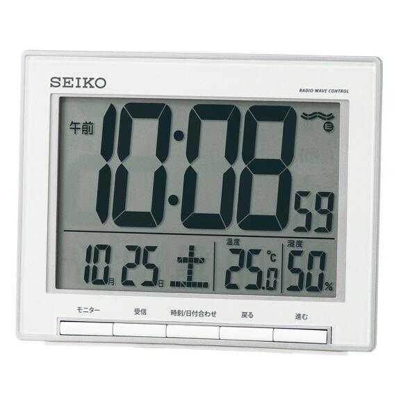 セイコー SEIKO 目覚まし時計 電波時計 簡単デジタル スヌーズ ライト カレンダー機能 温度 ...