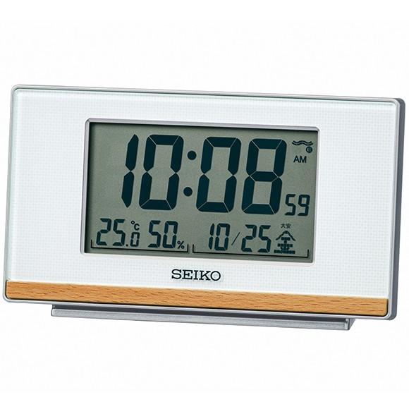 セイコー SEIKO 目覚まし時計 電波時計 デジタル 温度計 湿度計 カレンダー ライト スヌーズ...
