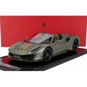 ミニカー 1/12 フェラーリ 488 BBR-MODELS 1/12 FERRARI 488 PISTA SPIDER 2018 VERDE MANZONI - MATT GREEN YELLOW BBR1225F