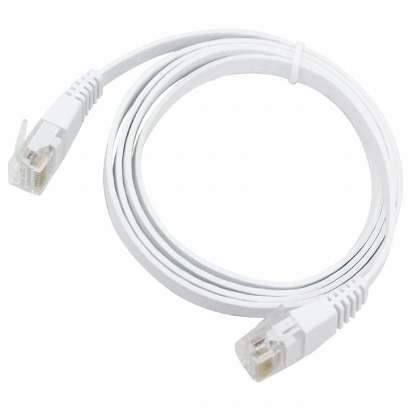 CAT6 カテゴリ6 薄型スーパーフラット LANケーブル 2m 200cm ホワイト パソコン イ...