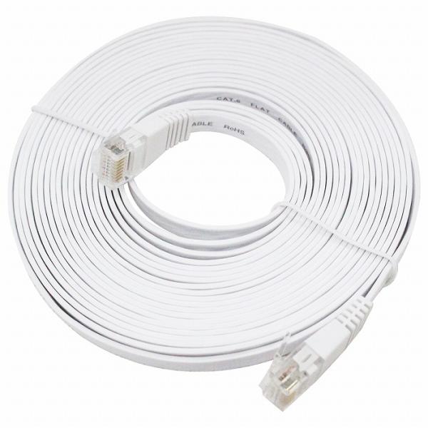 CAT6 カテゴリ6 薄型スーパーフラット LANケーブル 5m 500cm ホワイト パソコン イ...