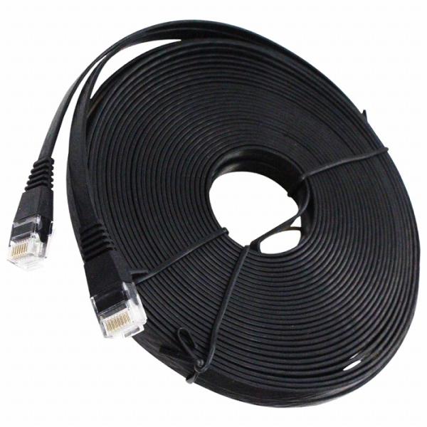 CAT6 カテゴリ6 薄型スーパーフラット LANケーブル 15m 1500cmブラック パソコン ...
