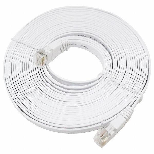 CAT6 カテゴリ6 薄型スーパーフラット LANケーブル 15m 1500cm ホワイト パソコン...