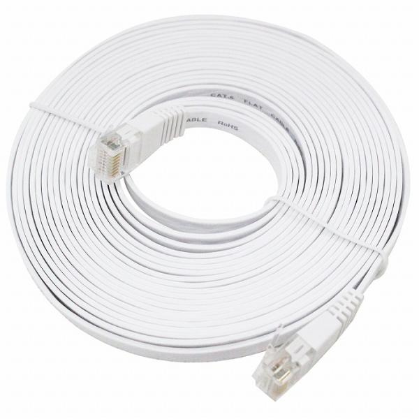 CAT6 カテゴリ6 薄型スーパーフラット LANケーブル 20m 2000cm ホワイト パソコン...