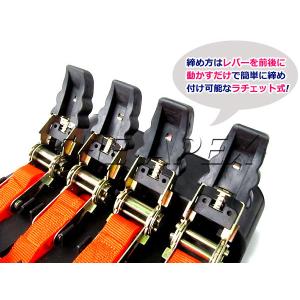 ラチェット式 ラッシングベルト 長さ4M 幅2...の詳細画像1