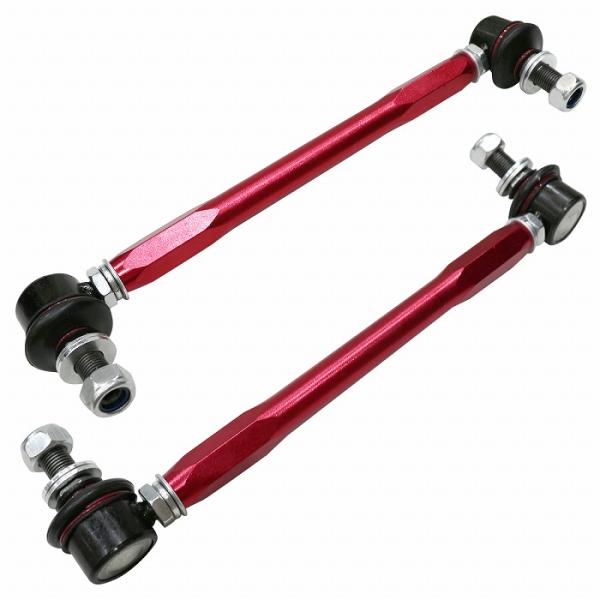 M12 250mm〜380mm汎用タイプ レッド/赤 調整式 スタビライザーリンク 左右セット