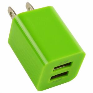 スマートフォン 充電器 ACアダプター USBポート 2口 2.1A 緑 iphone スマホ 充電 USB2ポート コンセント コネクター｜a-next-shop