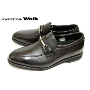 madras Walk MW8005 メンズ ビジネスシューズ 靴 防水 ゴアテックス GORE-TEX 本革 Uチップ 4E 幅広 ビットローファー スリッポン ブラック｜a-one1
