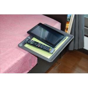 「リモて」グレーの木目(大サイズ）(ベッド用サイドテーブル）