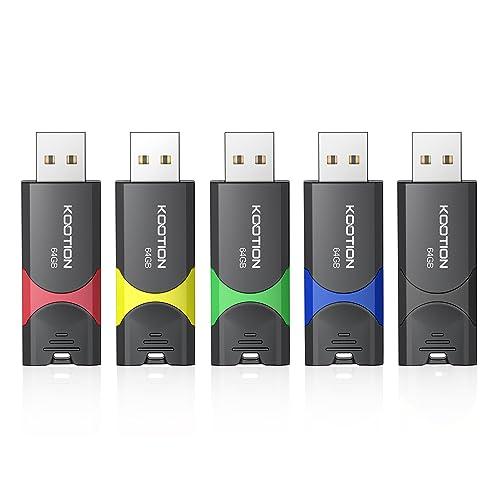 KOOTION USBメモリ 64GB 5個セット USB2.0 スライド式 PS4動作確認済 メモ...