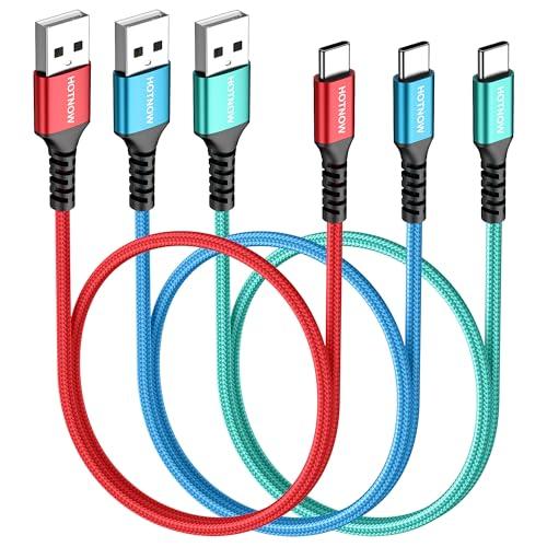 短いUSB Cケーブル50 cm 3本、HOTNOW 0.5m USB-C QC 3.0 c型デバイ...