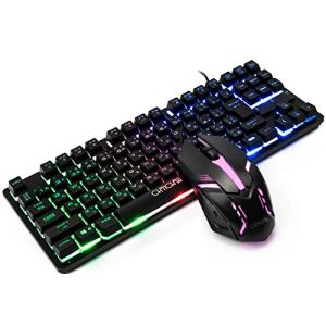CHONCHOW ゲーミングキーボードマウスセット 日本語配列 光る keyboard ps4/ps5対応 ゲーミングマウス キーボード 有線「
