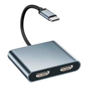USB C HDMI 変換アダプター デュアル HDMI Type-C マルチディスプレイアダプタ HDMI 拡張/複製 3画面 4Kx2K映像