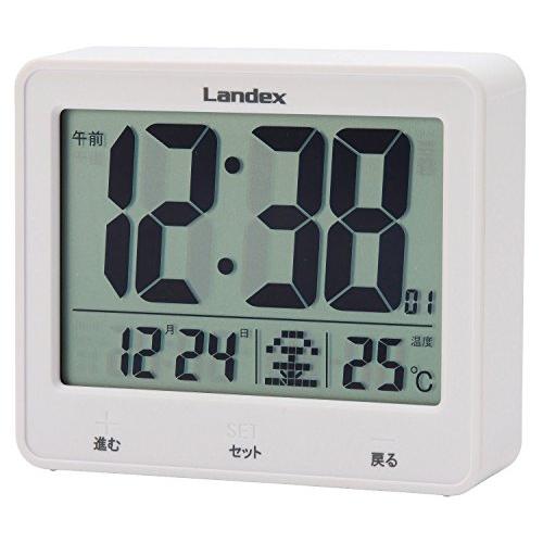 ランデックス(Landex) 目覚まし時計 電波 デジタル タッチライトマスター 大画面液晶 ホワイ...