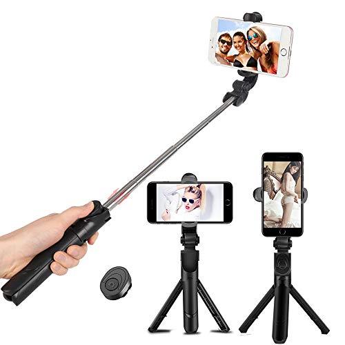 自撮り棒 bluetooth 無線 シャッターボタン付き スマホ セルカ棒 三脚/一脚兼用 コンパク...