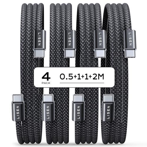 LISEN USB C &amp; USB C ケーブル 急速充電60W/4本Type-c ケーブル タイプ...