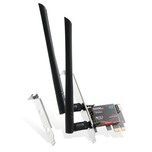 Binardat WiFi6カード AX3000 PCIe WiFiネットワークアダプター Inte...
