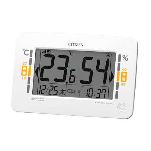 リズム(RHYTHM) シチズン 温度湿度計 高精度 デジタル (電波時計 機能付き) カレンダー ...