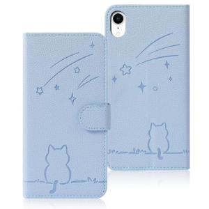 Rosbtib iPhone XR ケース 手帳型 アイフォンXR ケース 流れ星子猫 iphonexrケース カバー 可愛い 猫柄 アイフォン