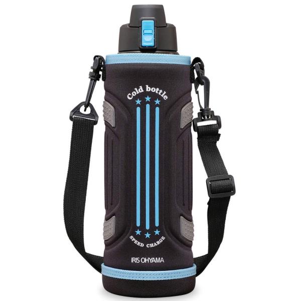アイリスオーヤマ 水筒 子供 スポーツボトル 1500ml 1.5L ブルー 真空断熱層で冷たさキー...