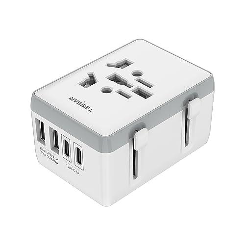 海外 変換プラグ 全世界対応 TESSAN 海外旅行 コンセント変換器 2USB-Aと2USB-Cポ...