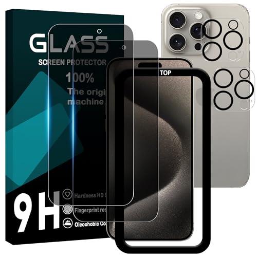 対応 iPhone15 Pro max ガラスフイルム 覗き見防止 2+2枚セット AGC旭硝子 ガ...