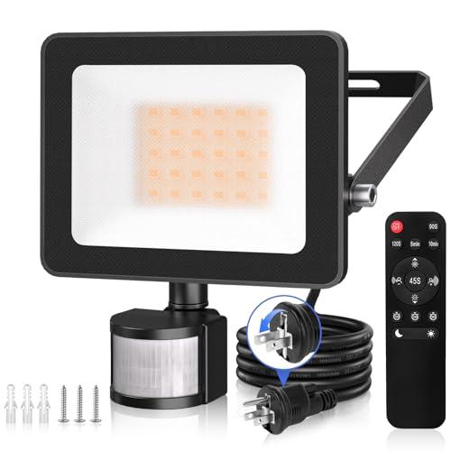 CLY 人感 センサーライト 屋外 防犯 LED投光器 25W 電球色 3000LM 2700K I...