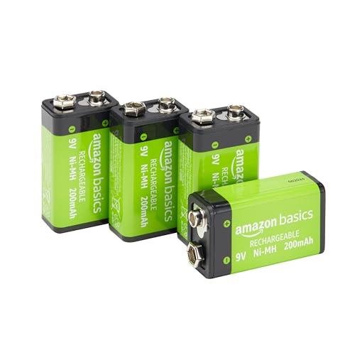 ベーシック 充電池 9V形 ニッケル水素電池 4個 200mAh くり返し最大1000回 充電済