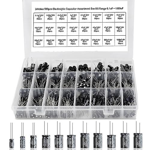 Singertop 電解コンデンサ アルミ電解コンデンサー 24種類 500pcs 電子部品バッグ ...