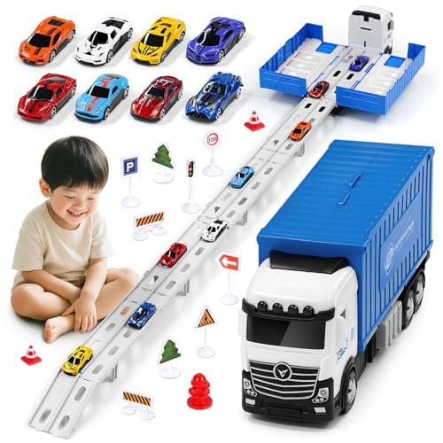 Joyreal 車 おもちゃ - 建設車両セット 1台収納車 6台ミニカーセット 車 玩具 はたらく...