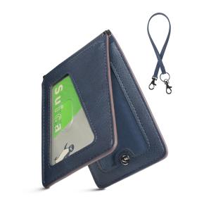 LuoLuo] 定期入れ メンズ パスケース 5枚収納 本革Dカン 薄型