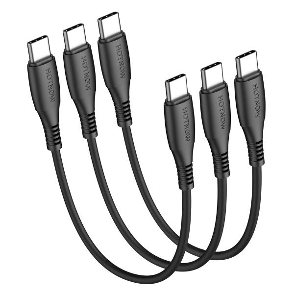 USB C - USB C ケーブル 0.3m 3本、短い 30cm USB-C 65W 高速充電コ...