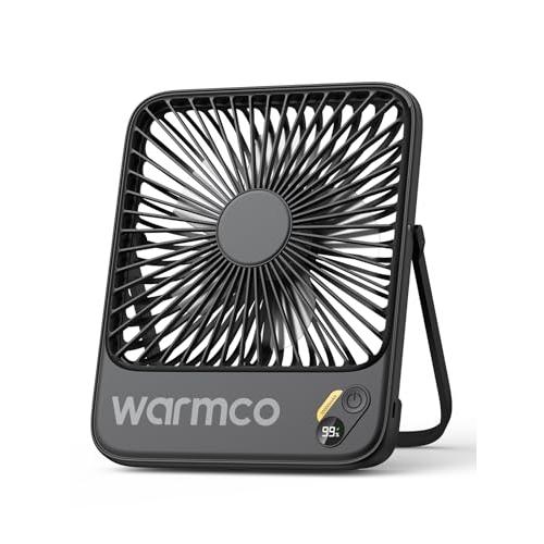 Warmco 10000mAh 卓上扇風機 超薄 静音 小型 携帯 最大24時間稼働 4段階風速調節...