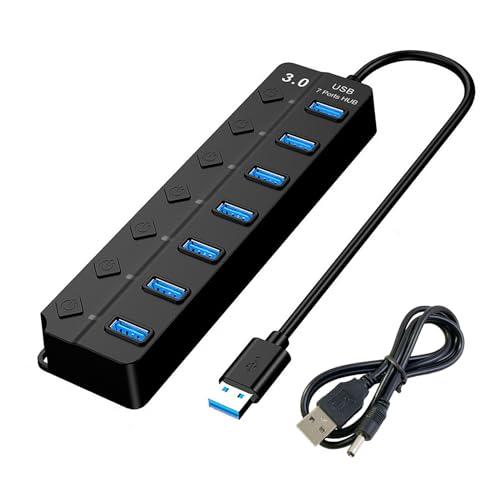 TRkin USBハブ3.0 Hub 7ポート2024改良5 Gbps高速USB拡張独立スイッチ付き...