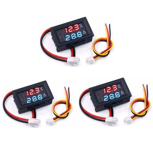 SSZYMAOYI デジタル電流計 電圧計 DC0-100V/10A測定 3個セット LEDパネル取...