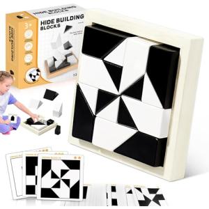 akinashi おもちゃ 知育玩具 脳トレ 積み木を隠す 観察力 思考力 パズル お題カード40枚計80問 3歳以上 子供 大人 高齢者