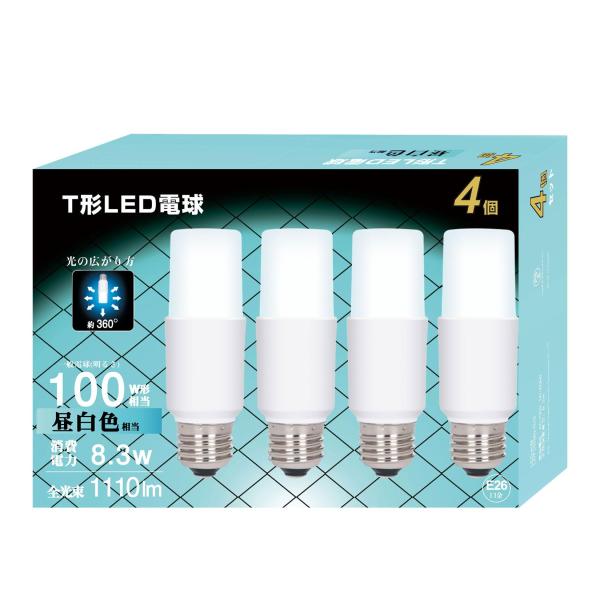 LED電球 T形タイプ 口金直径26mm t型 8.3W 100W形相当 昼白色相当 1110 lm...