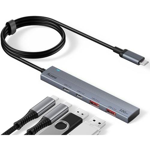 Aceele USB Cハブ 10Gbps 4ポート拡張 3.2 Gen 2 ハブ 100cm ケー...