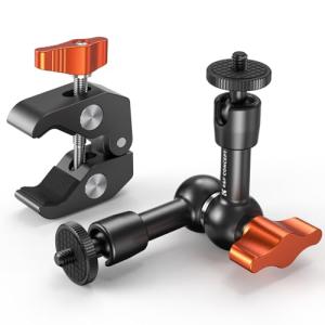 K&F CONCEPT 6インチ マジックアーム+スパークラップ 関節式アーム自由度の高い撮影がに2kg耐荷重 1/4インチと3/8インチネジ穴