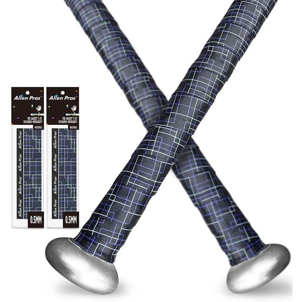 ALIEN PROS 野球グリップテープ 0.5 MM（2-パックブラックパズル） - プレカットさ...