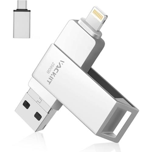 Vackiit MFi認証取得iPhone用USBメモリー 256GB USBフラッシュドライブ 高...
