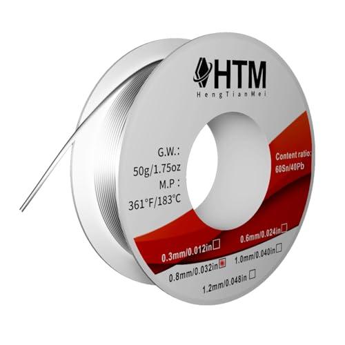 HTM はんだ線 φ0.8mm 50g Sn60-Pb40 精密プリント基板用 ロジンコア1.8% ...