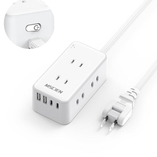 Mscien usb コンセント 延長コード 3m スイッチ付き 電源タップ usb付き 6個AC差...