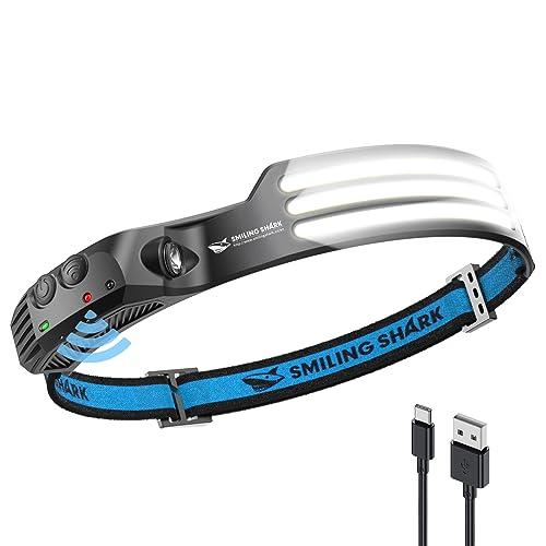Smiling Shark 充電式 LED ヘッドライト 最新款・PSE??・白光1個セット USB...